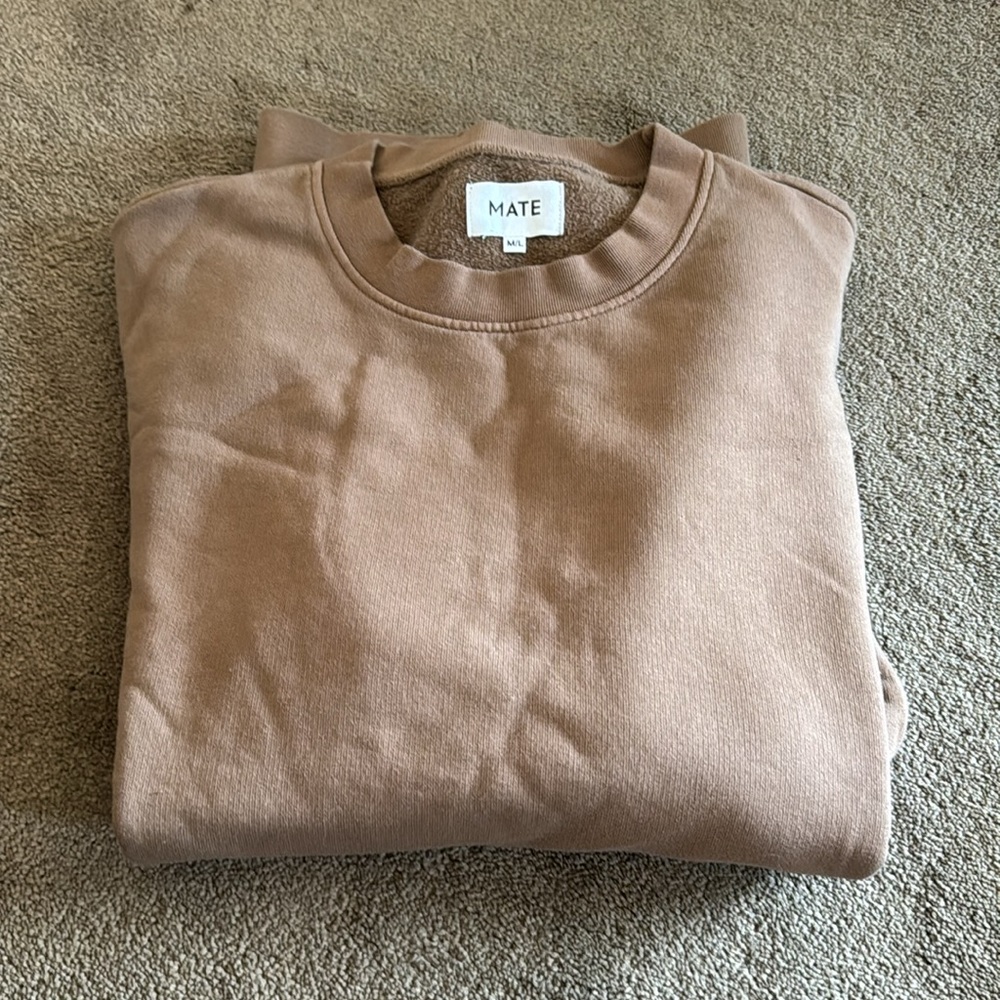 MATE the Label Taupe Crew Neck Sweater